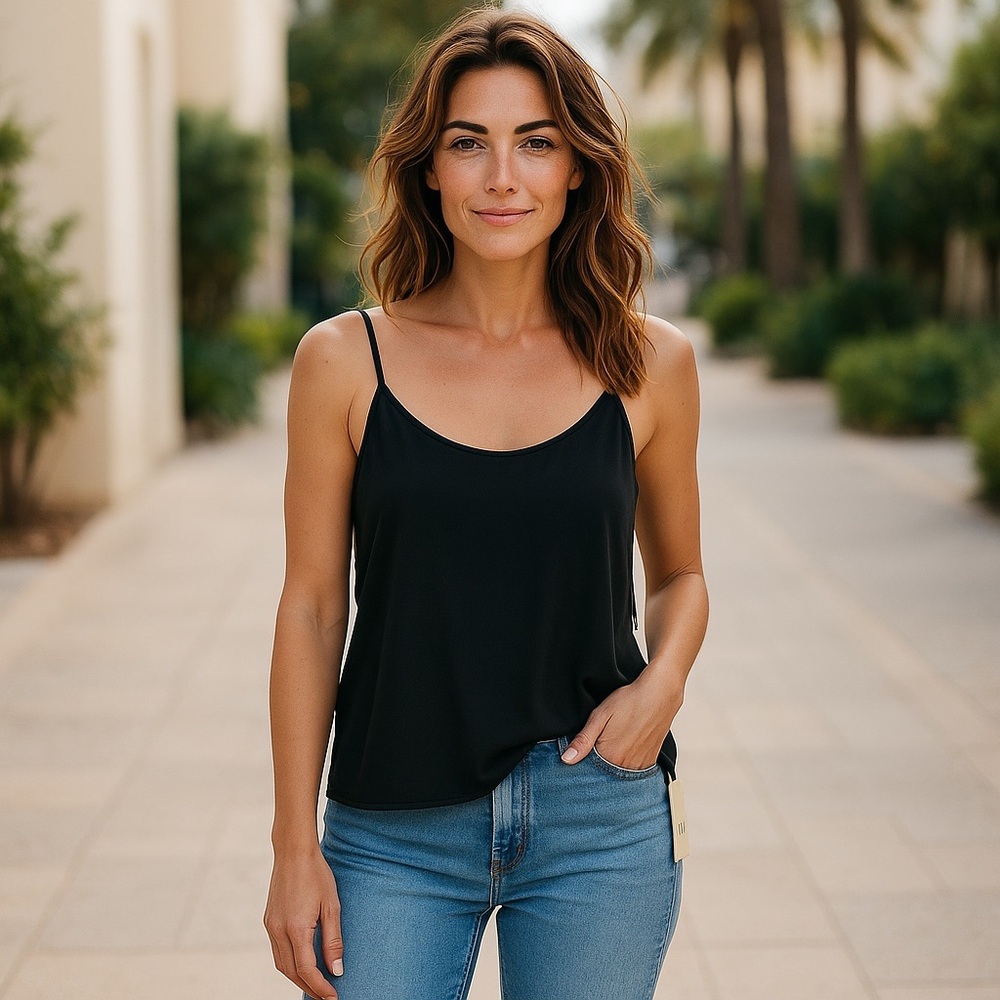 Active USA Black Sleeveless‎ Crop Camisole